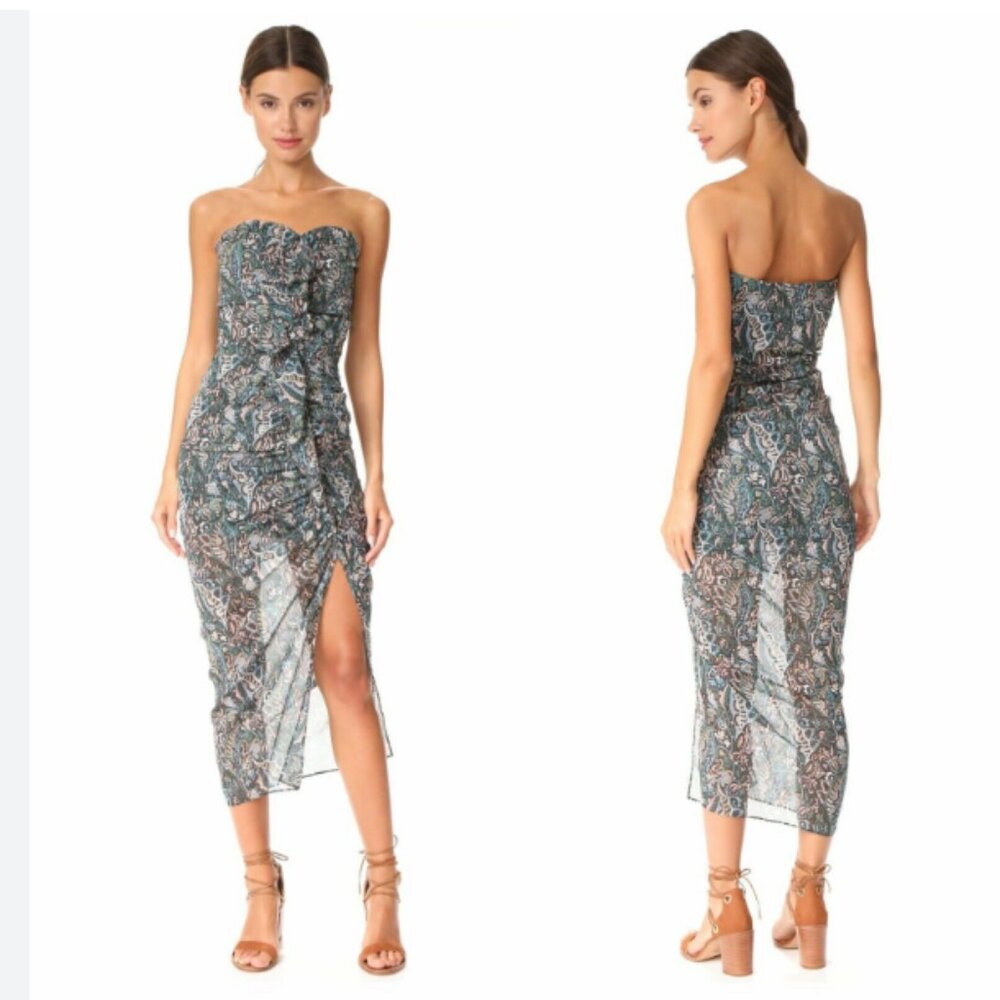 Veronica Beard Strapless Dress in Blue and Black